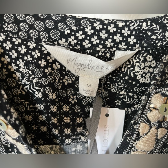 Magnolia Grace| Boho Floral Pattern Long Sleeve Blouse w Embroidered Beading••• - Picture 7 of 11